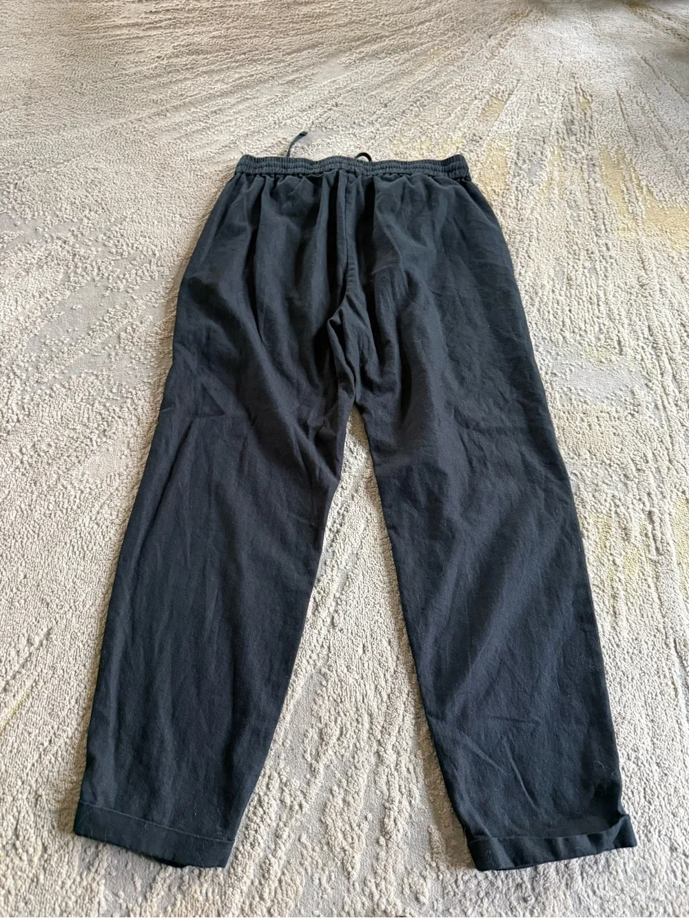J. Crew Black linen cotton Pants pull on high rise drawstring cuffed size 2